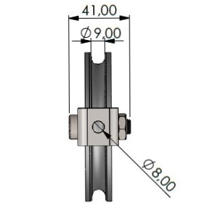 Seilrolle 100 mm mit Bügel, verlängerte Innenringe für Seildurchmesser bis Ø 9 mm