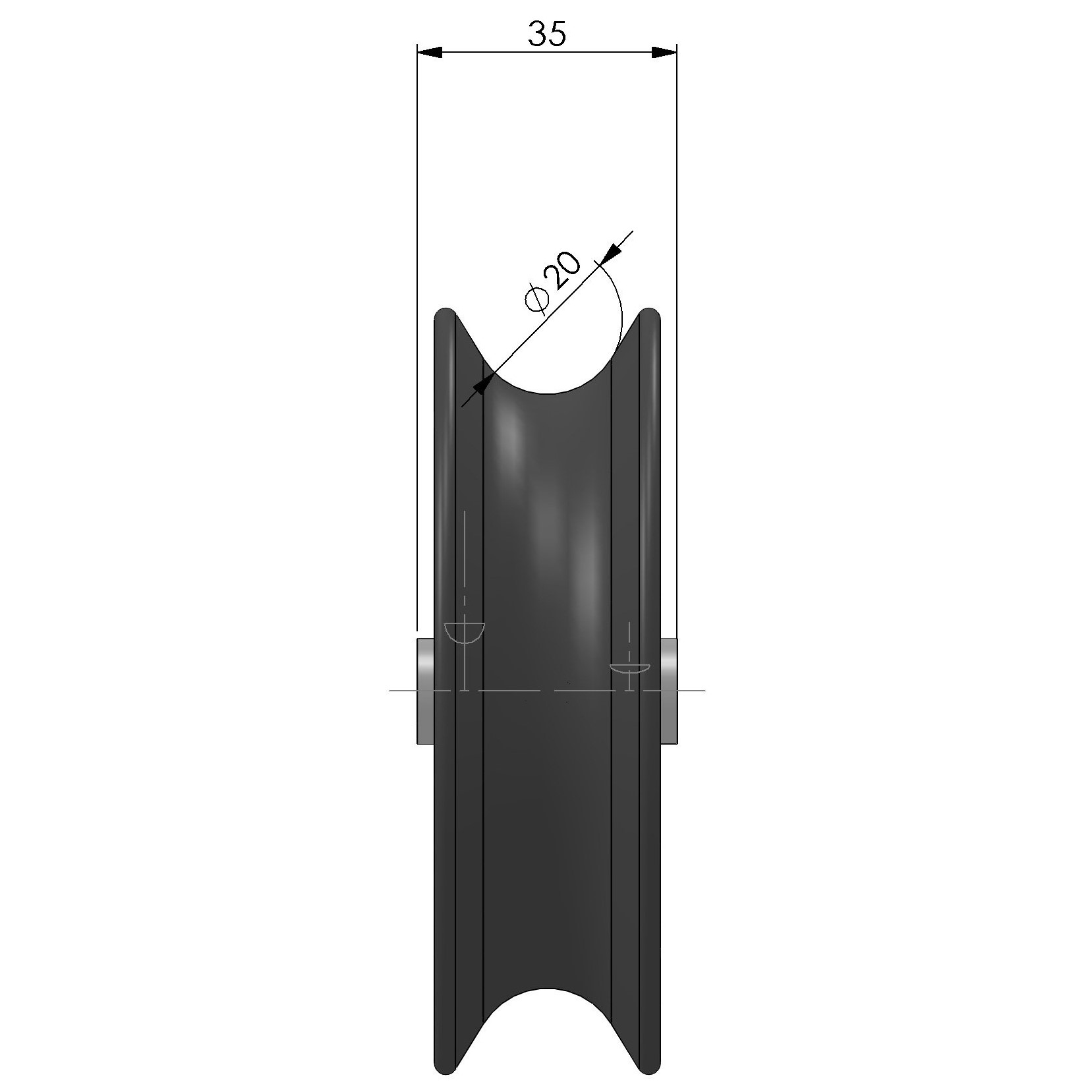 Seilrolle 100 mm für Seile bis Ø 20 mm