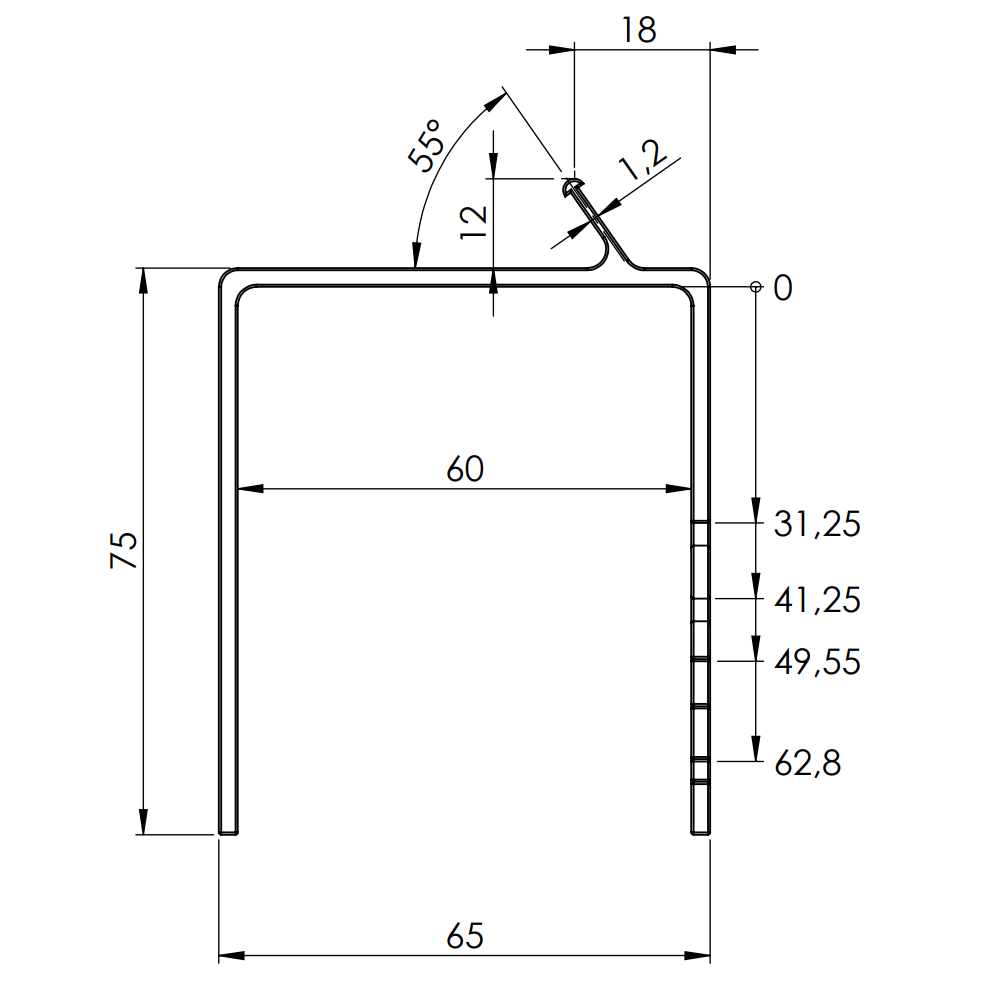 U-Klammer 60 mm - VPE: = 100 Stk.