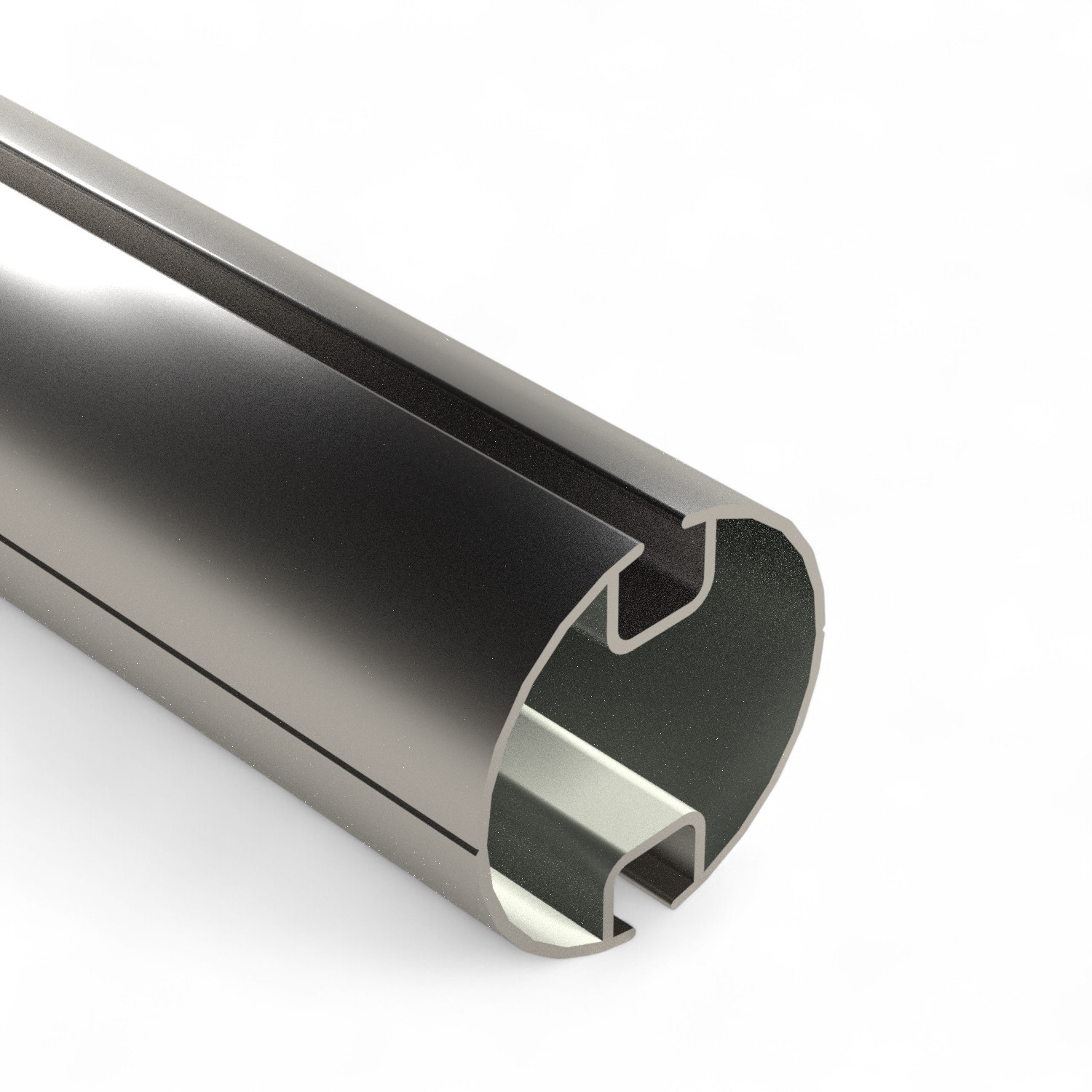 Aluminum tube for roll up curtains 50mm Type 2 L=6.40 m - item - 2 grooves