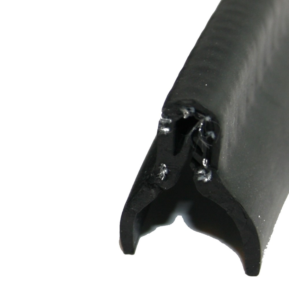 91100050_Gummi_Klemmprofil_27.jpg Profilo di serraggio in gomma 27 mm per traversa a T da 30 mm (nero) – rotolo = 50 m